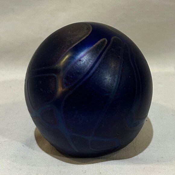 Phoenician Malta Art Glass Hand Made Paperweight 2.75" Etched Signature VTG - Picture 3 of 9